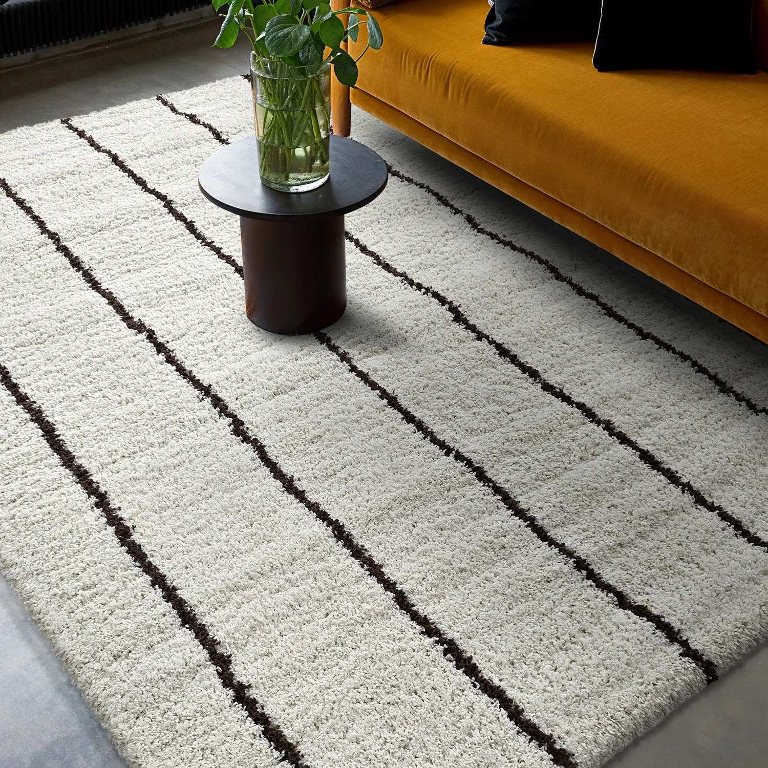 Hochflorteppiche - Eze (weiß/braun)