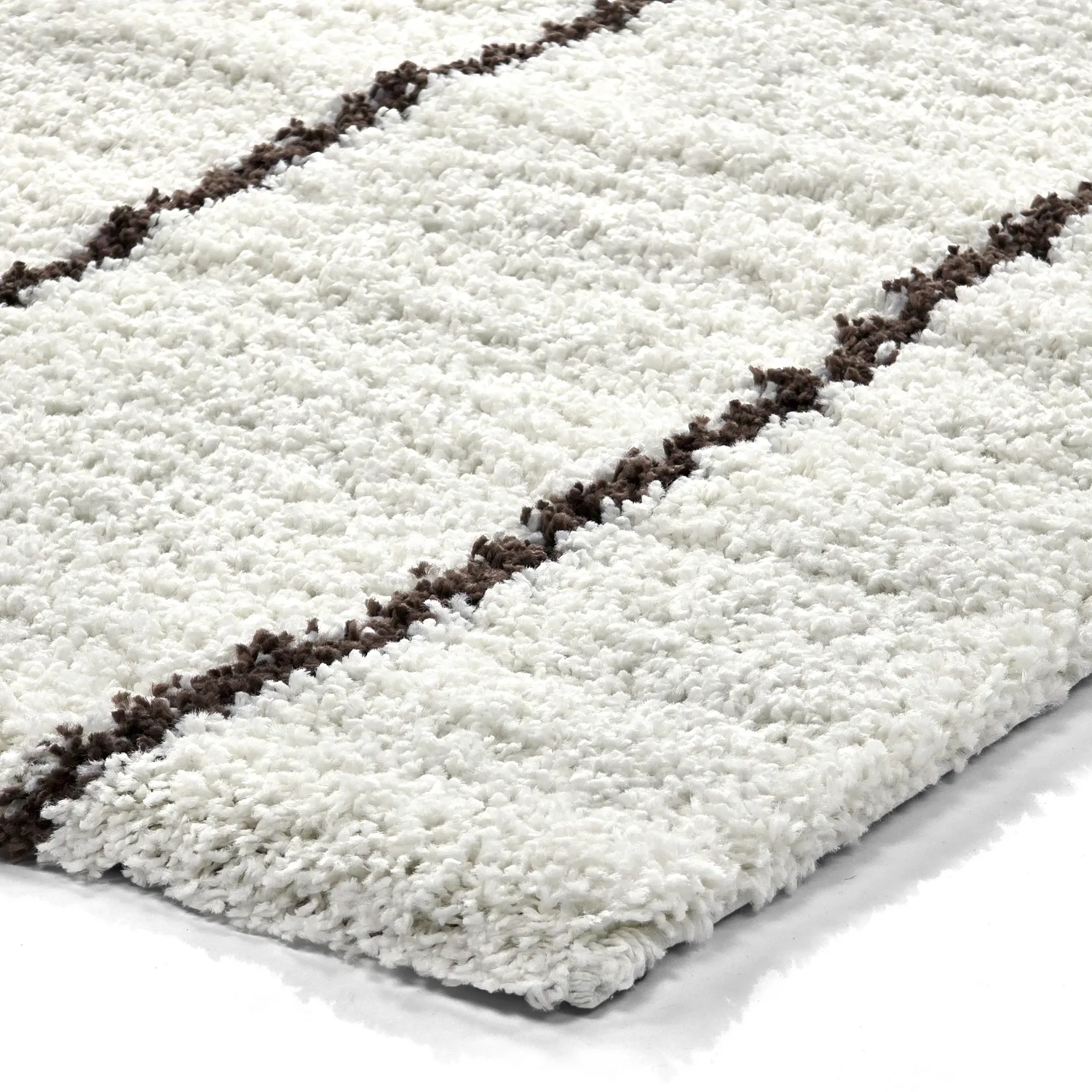 Hochflorteppiche - Eze (weiß/braun)
