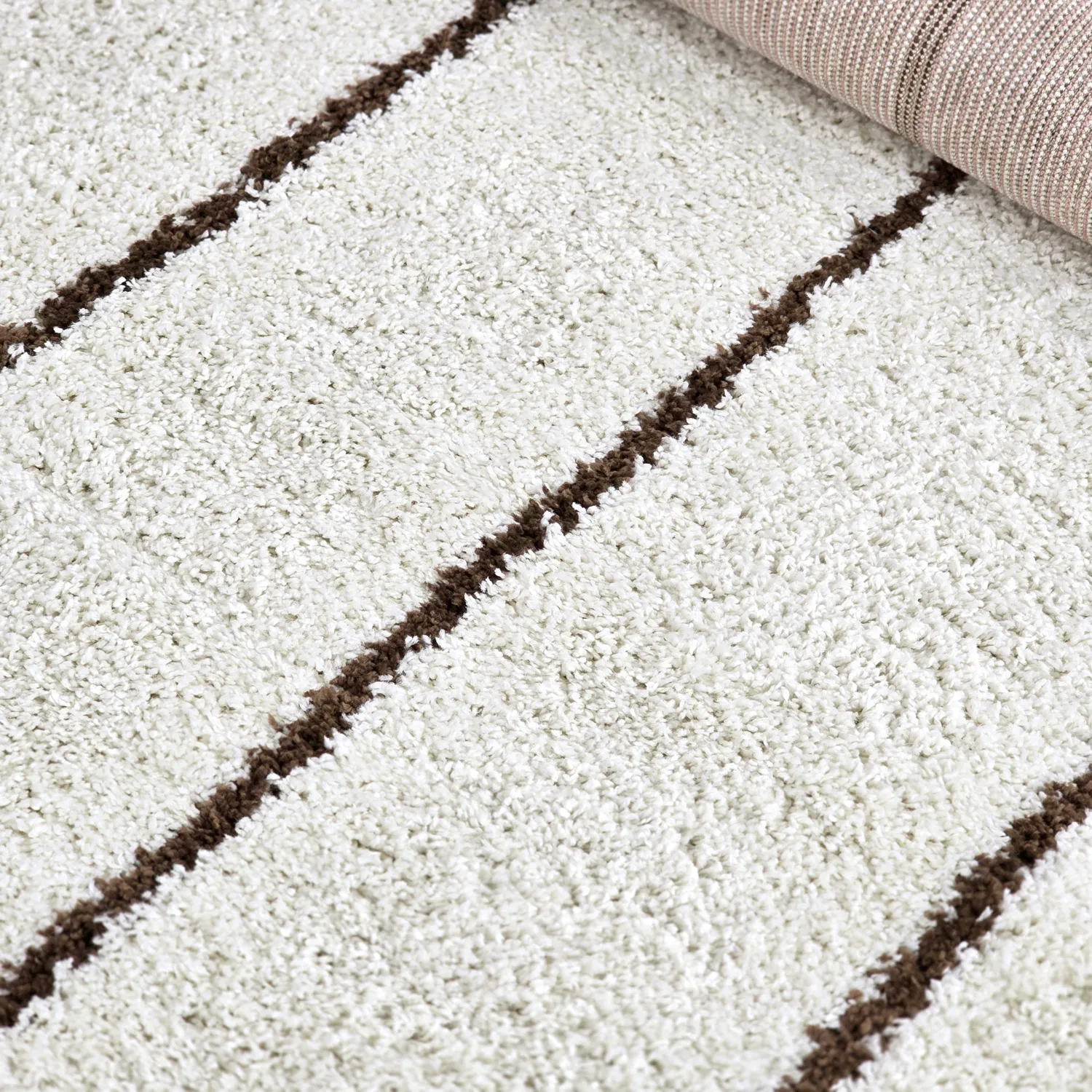 Hochflorteppiche - Eze (weiß/braun)