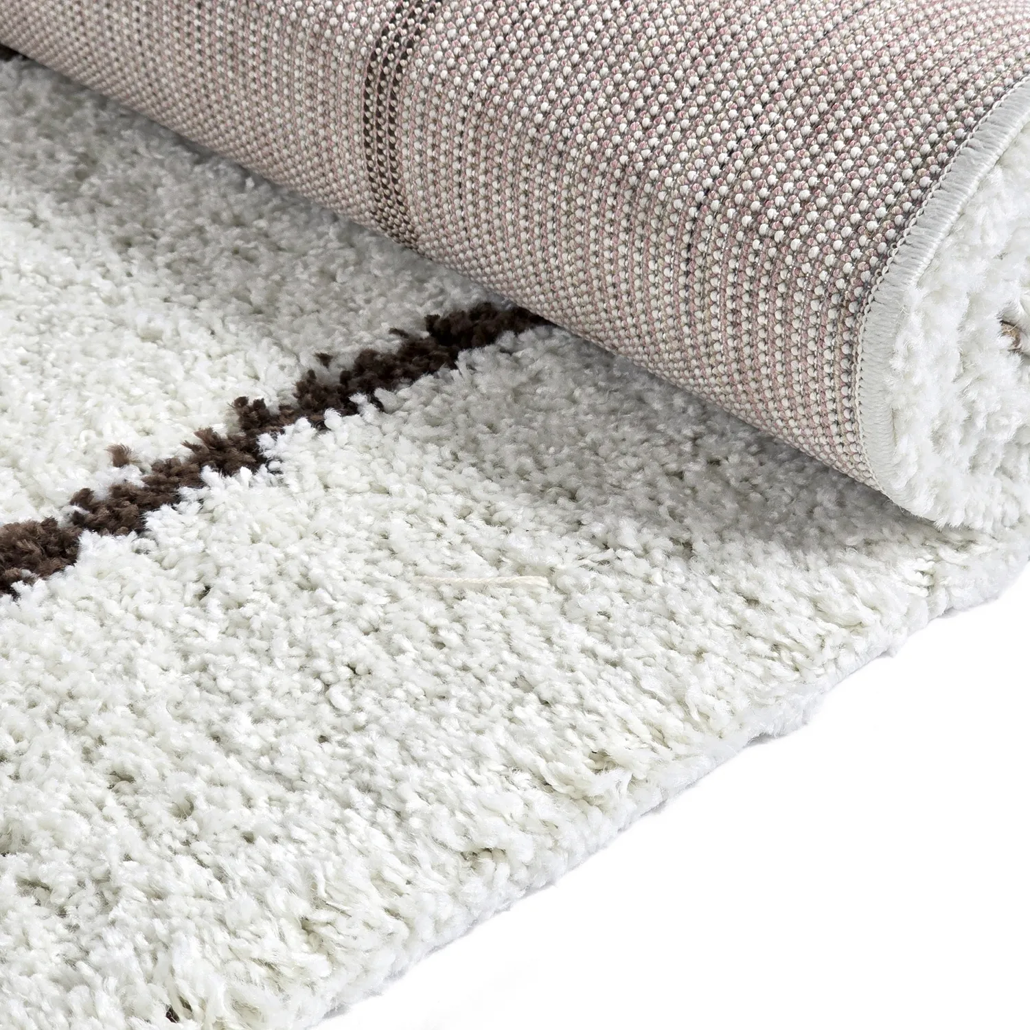 Hochflorteppiche - Eze (weiß/braun)