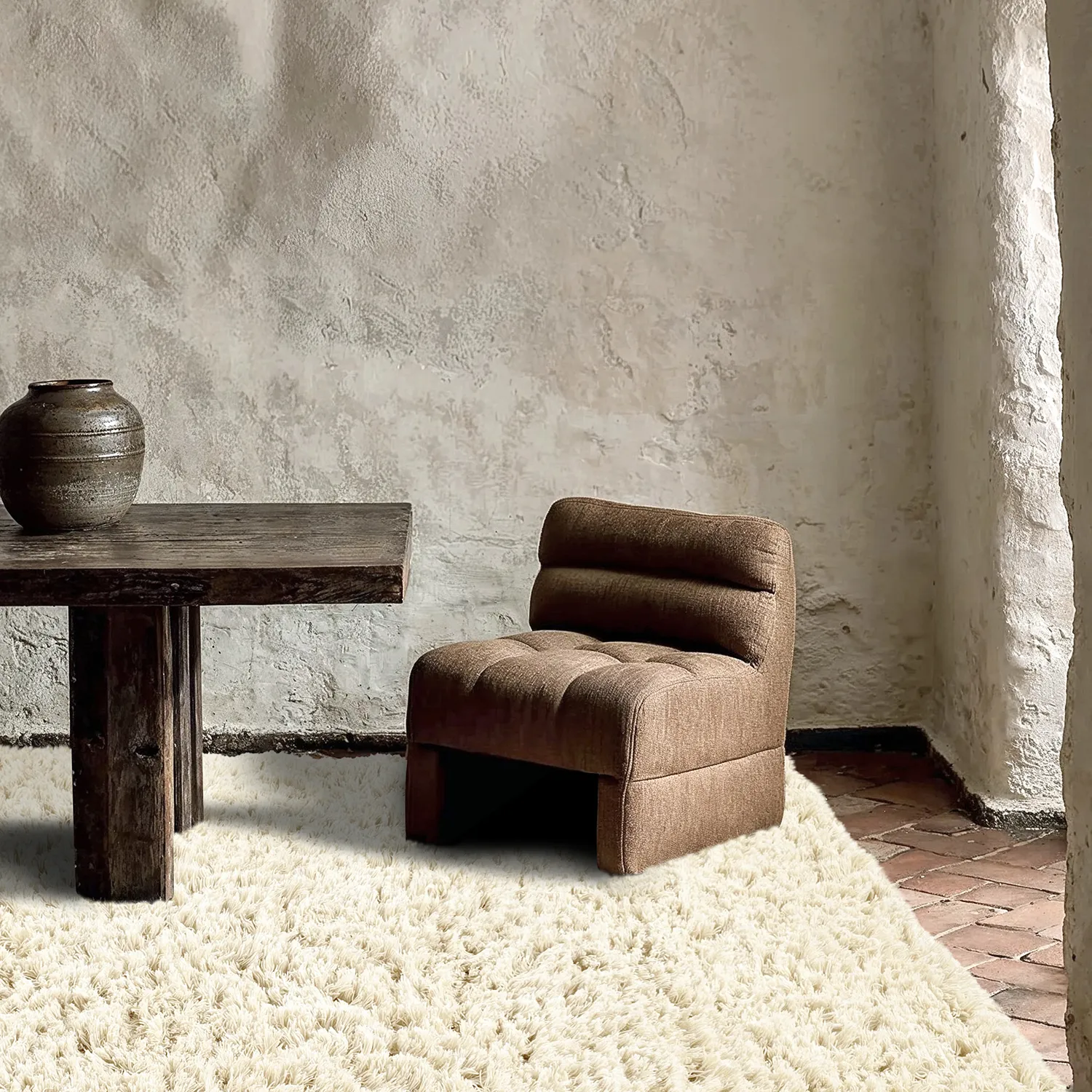 Hochflorteppiche - Fassale Hand Woven Wool Shaggy (weiß)