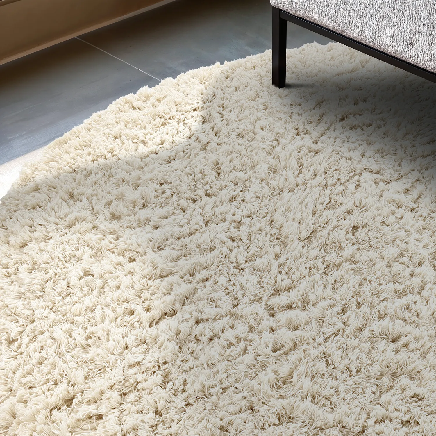 Rund Teppich - Fassale Hand Woven Wool Shaggy (weiß)