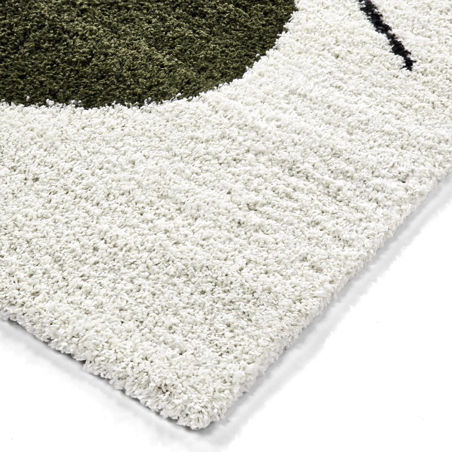 Tapis à poils longs - Sanghar (blanc/orange/vert)