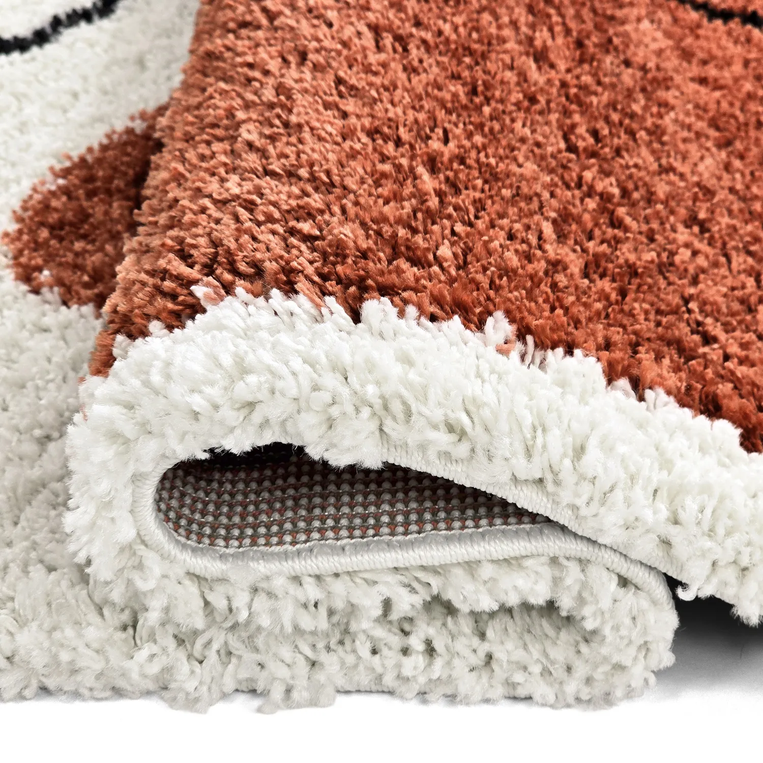 Tapis à poils longs - Sanghar (blanc/orange/vert)