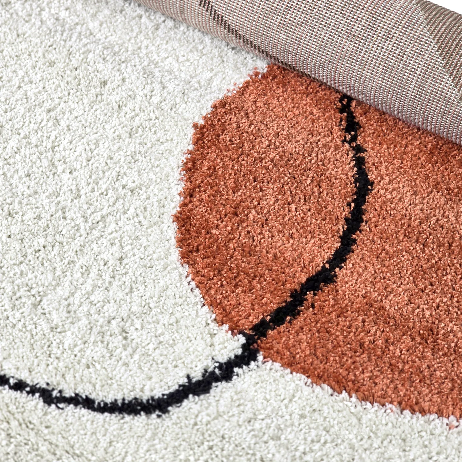 Tapis à poils longs - Sanghar (blanc/orange/vert)