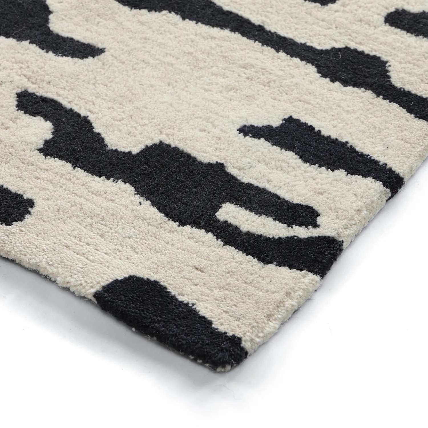 Hochflorteppiche - Zebra Tufted Wool Premium (weiß/schwarz)