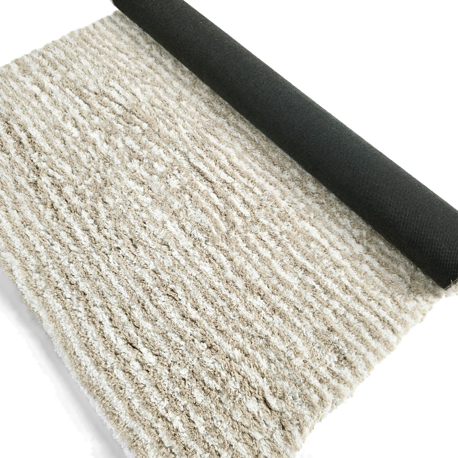 Tapis shaggy - Aden (beige/blanc)