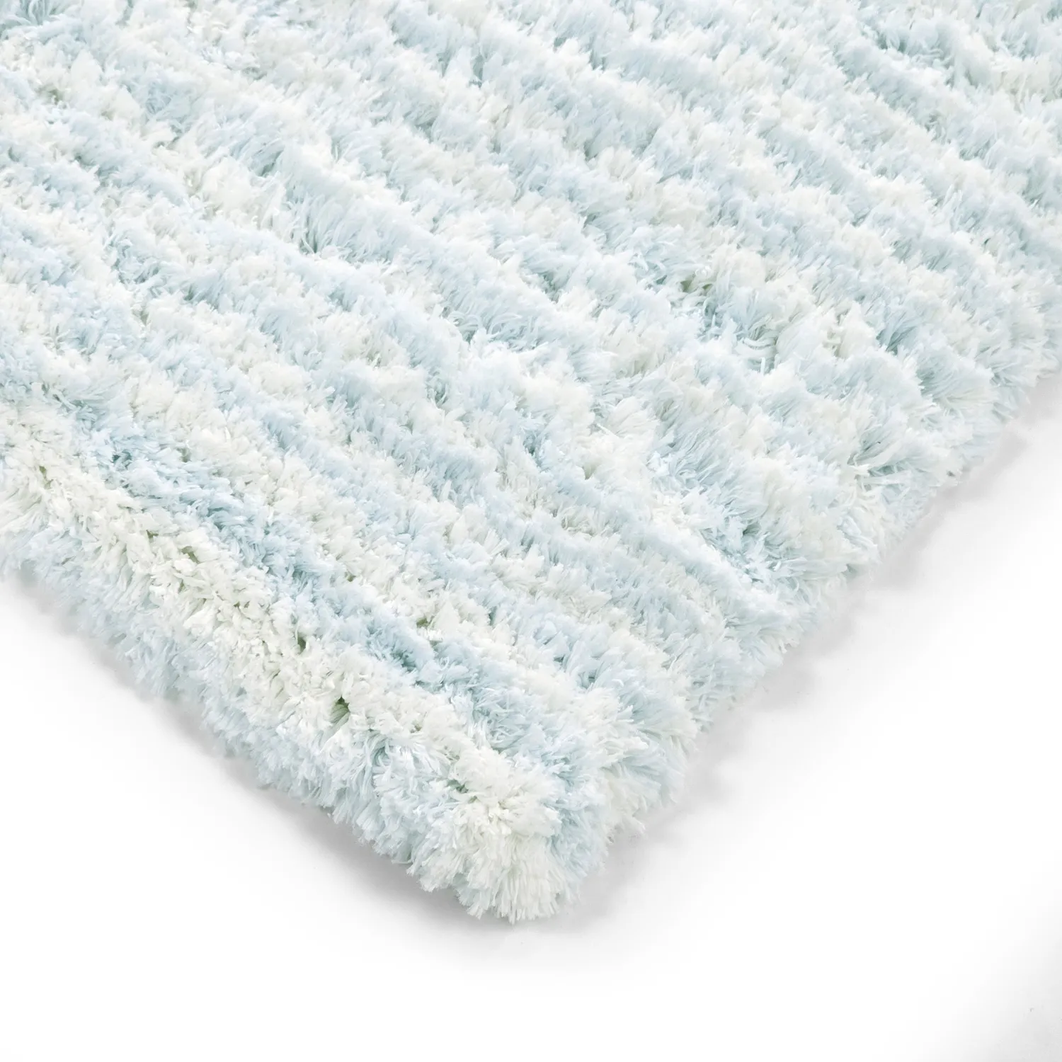 Tapis shaggy - Aden (bleu clair/blanc)