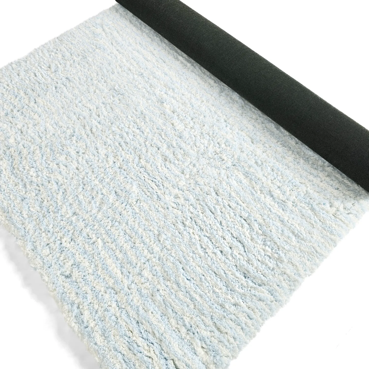 Tapis shaggy - Aden (bleu clair/blanc)