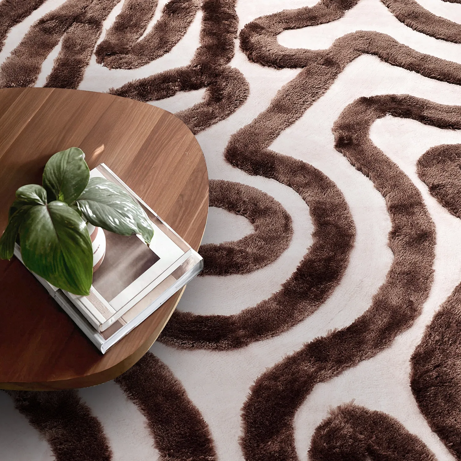 Hochflorteppiche - Akaba (braun/hellrosa)