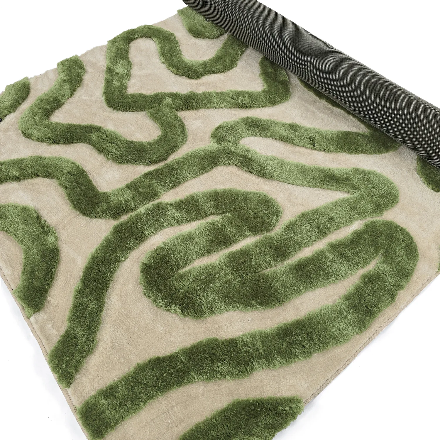 Hochflorteppiche - Akaba (creme/grün)