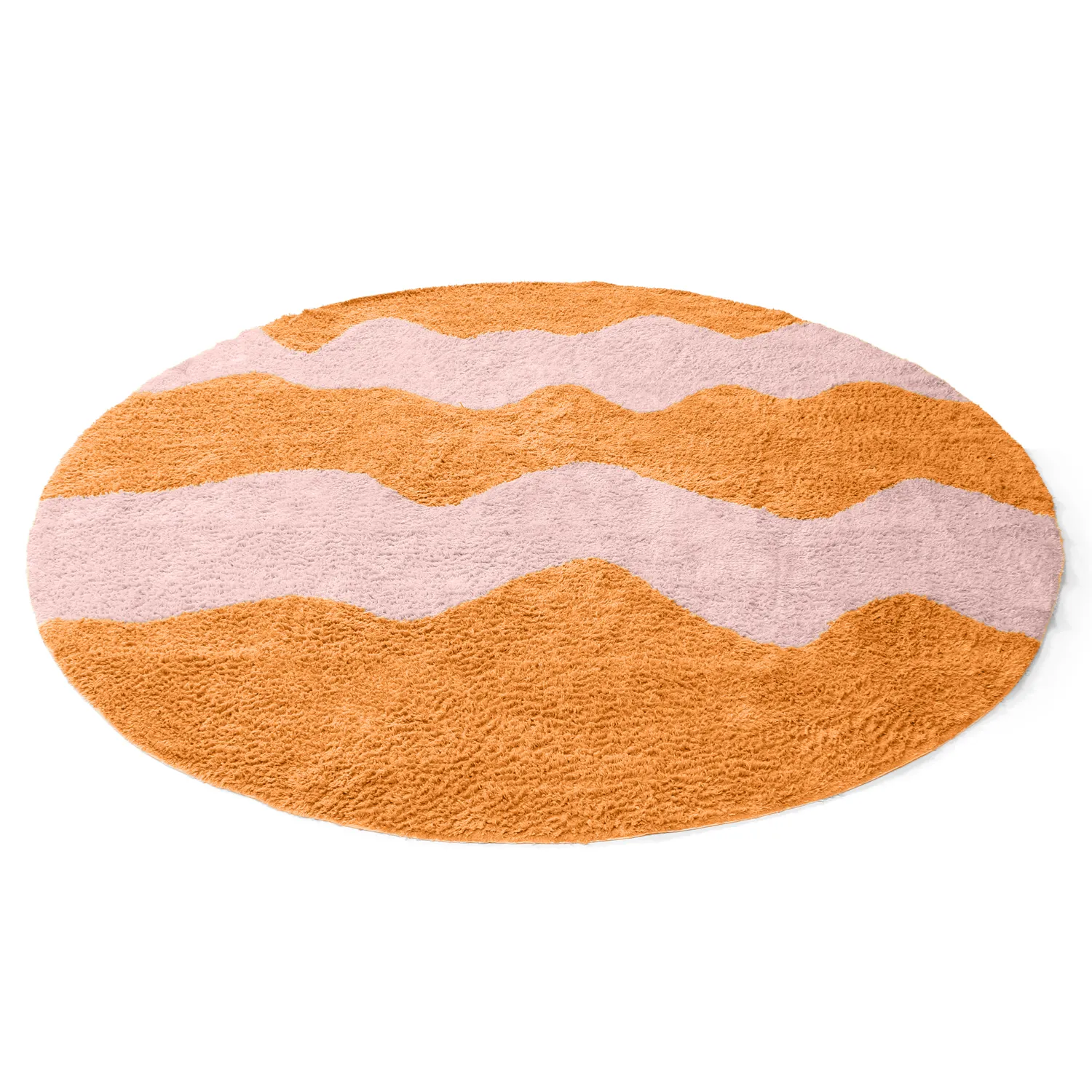 Rund Teppich - Amira Natural Cotton Shaggy (orange/rosa)