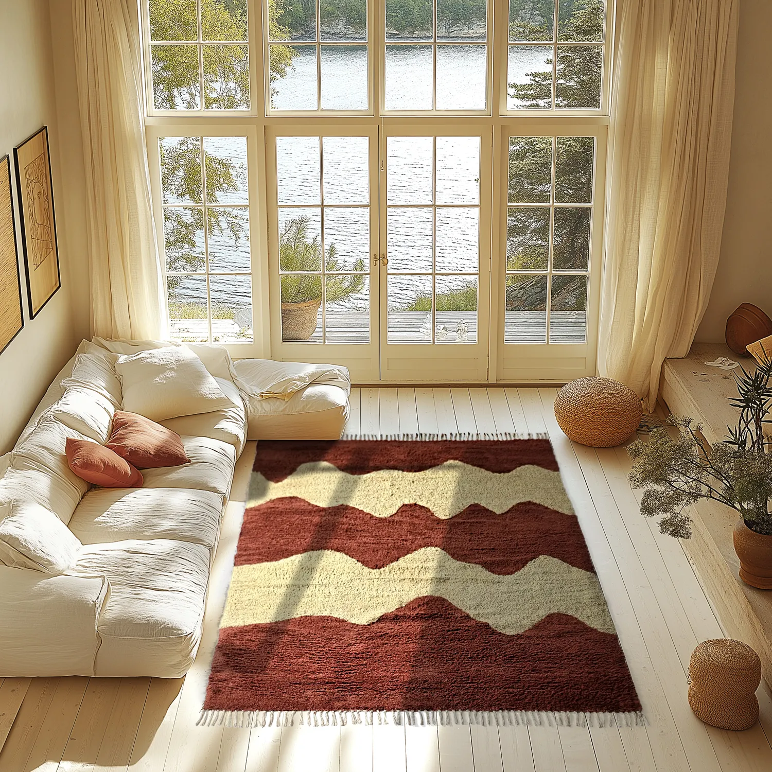 Hochflorteppiche - Amira Natural Cotton Shaggy (rot/beige)