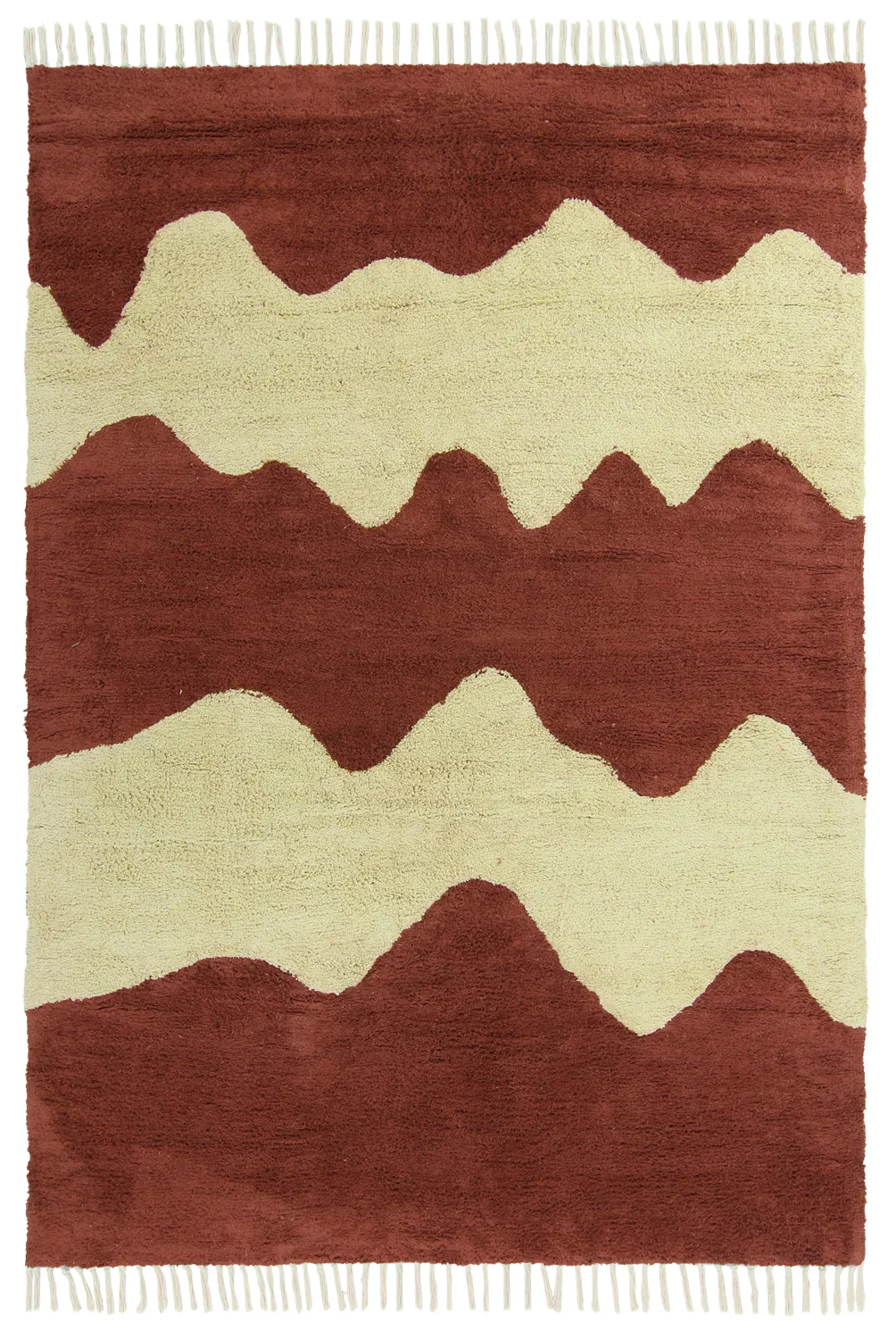 Hochflorteppiche - Amira Natural Cotton Shaggy (rot/beige)