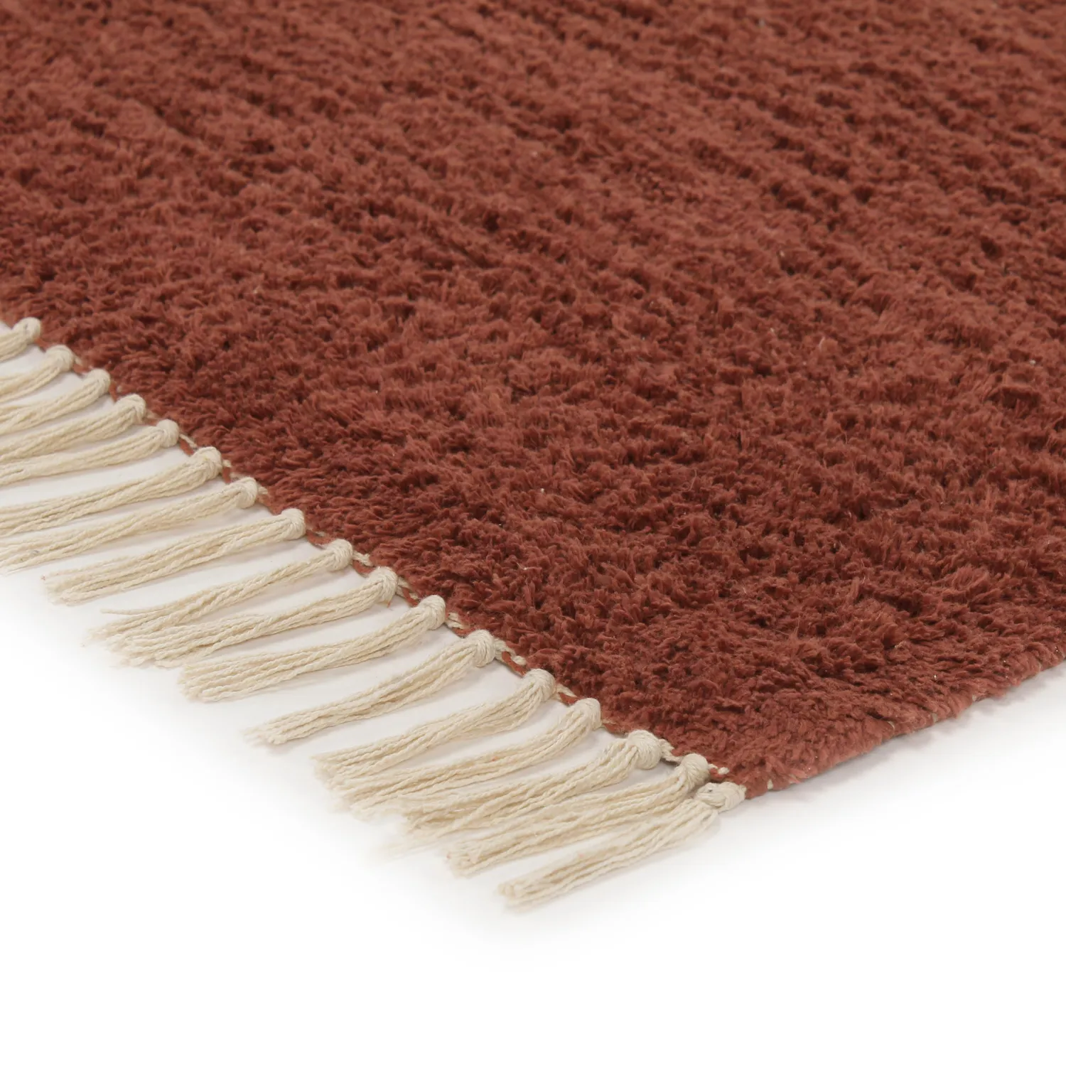 Hochflorteppiche - Amira Natural Cotton Shaggy (rot/beige)