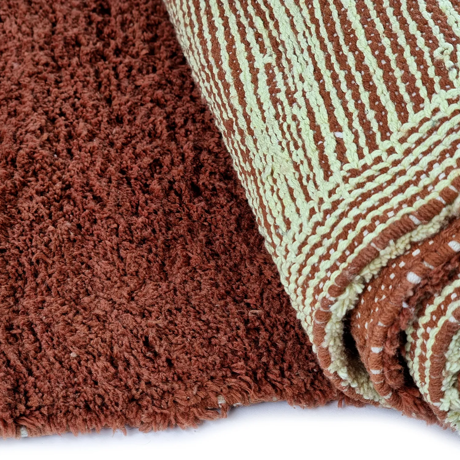 Hochflorteppiche - Amira Natural Cotton Shaggy (rot/beige)