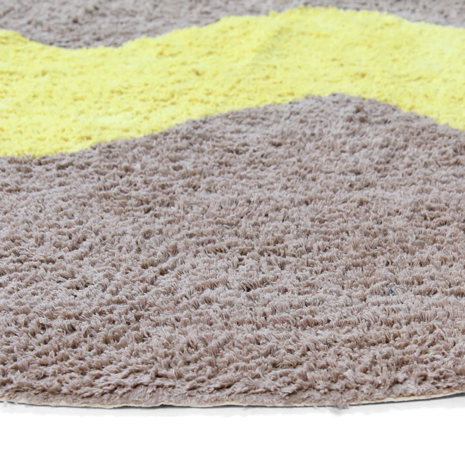 Rund Teppich - Amira Natural Cotton Shaggy (taupe/gelb)