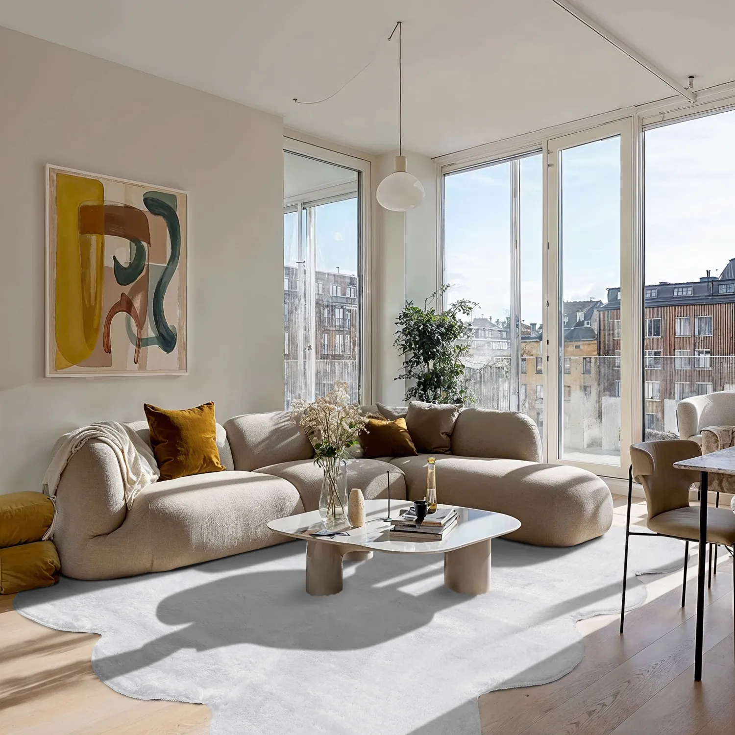 Welligem Hochflorteppich - Aranga Super Soft Fur (weiß)