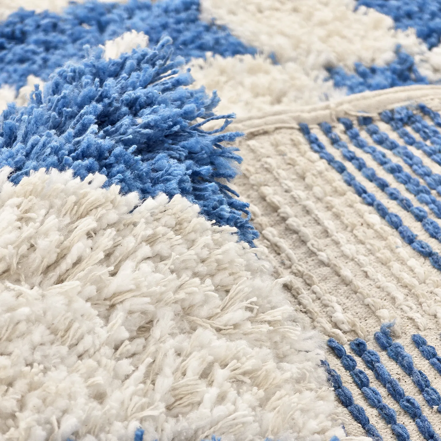 Tapis shaggy - Atrani Natural Cotton Shaggy (bleu)