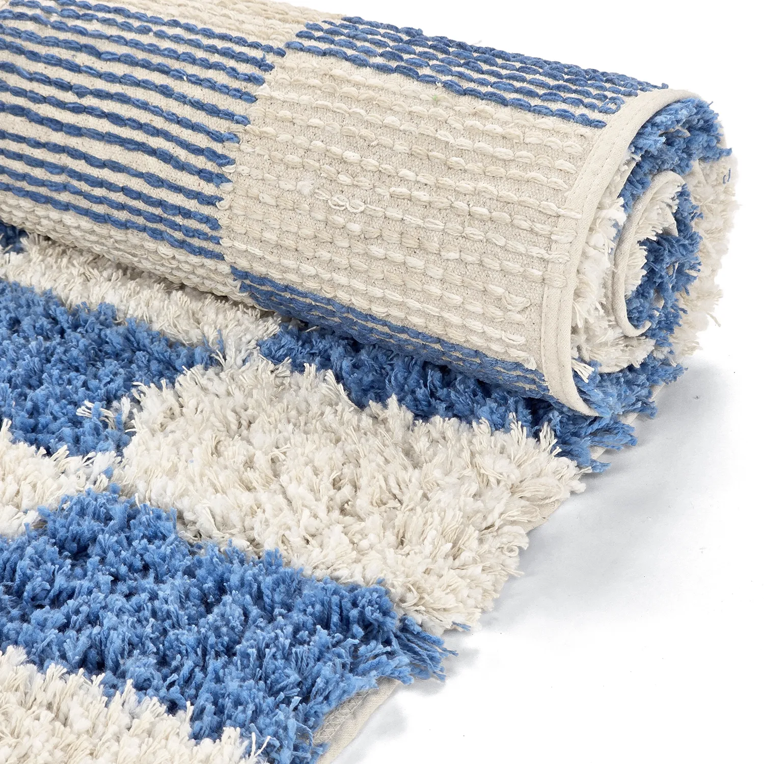 Tapis shaggy - Atrani Natural Cotton Shaggy (bleu)