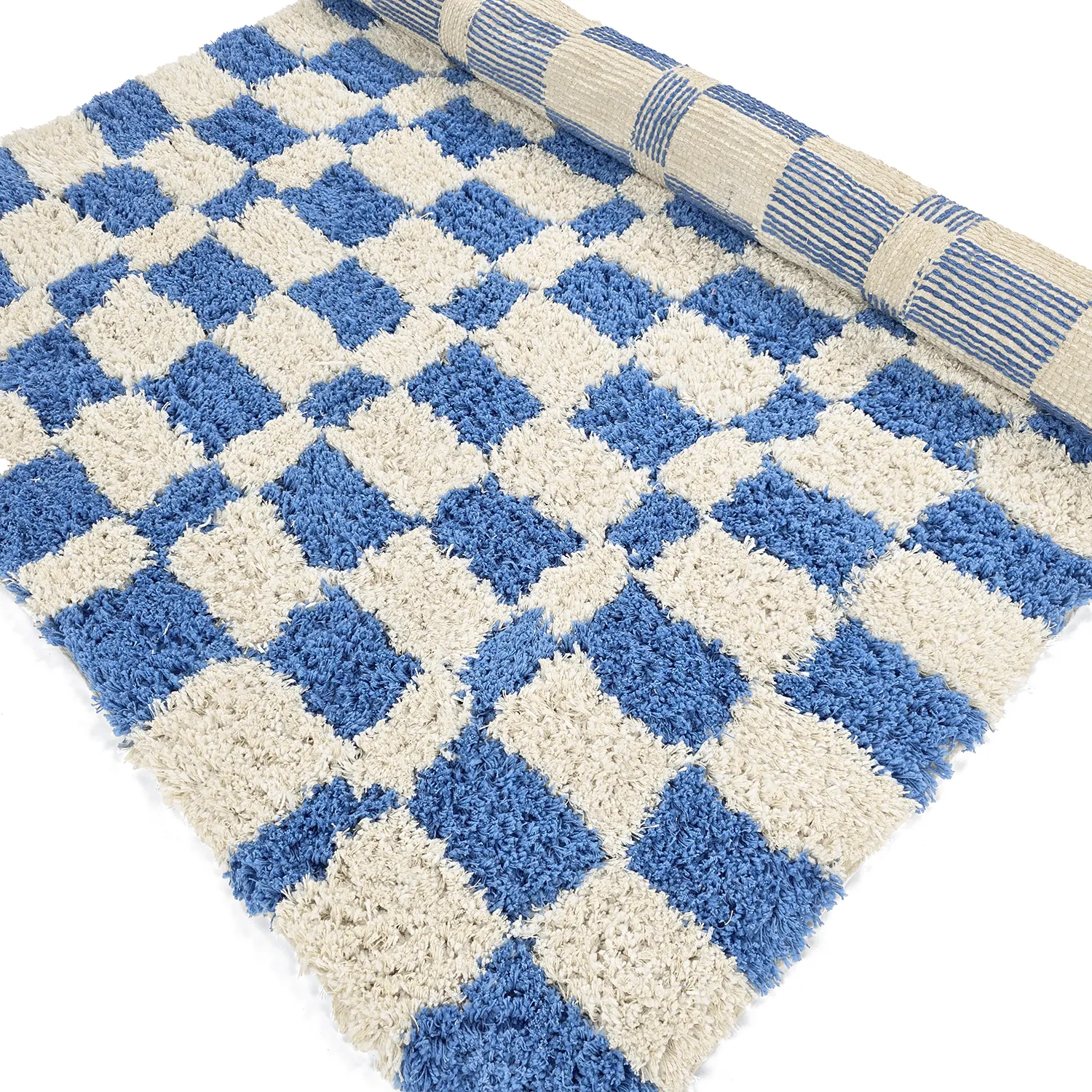 Tapis shaggy - Atrani Natural Cotton Shaggy (bleu)