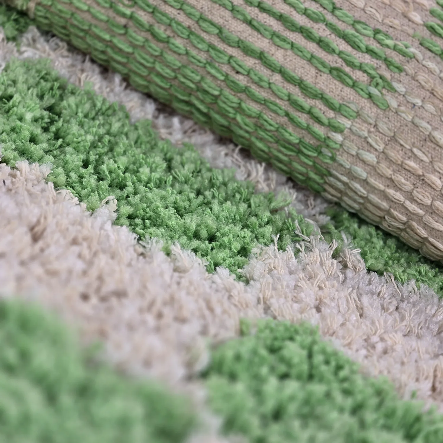 Hochflorteppiche - Atrani Natural Cotton Shaggy (grün)