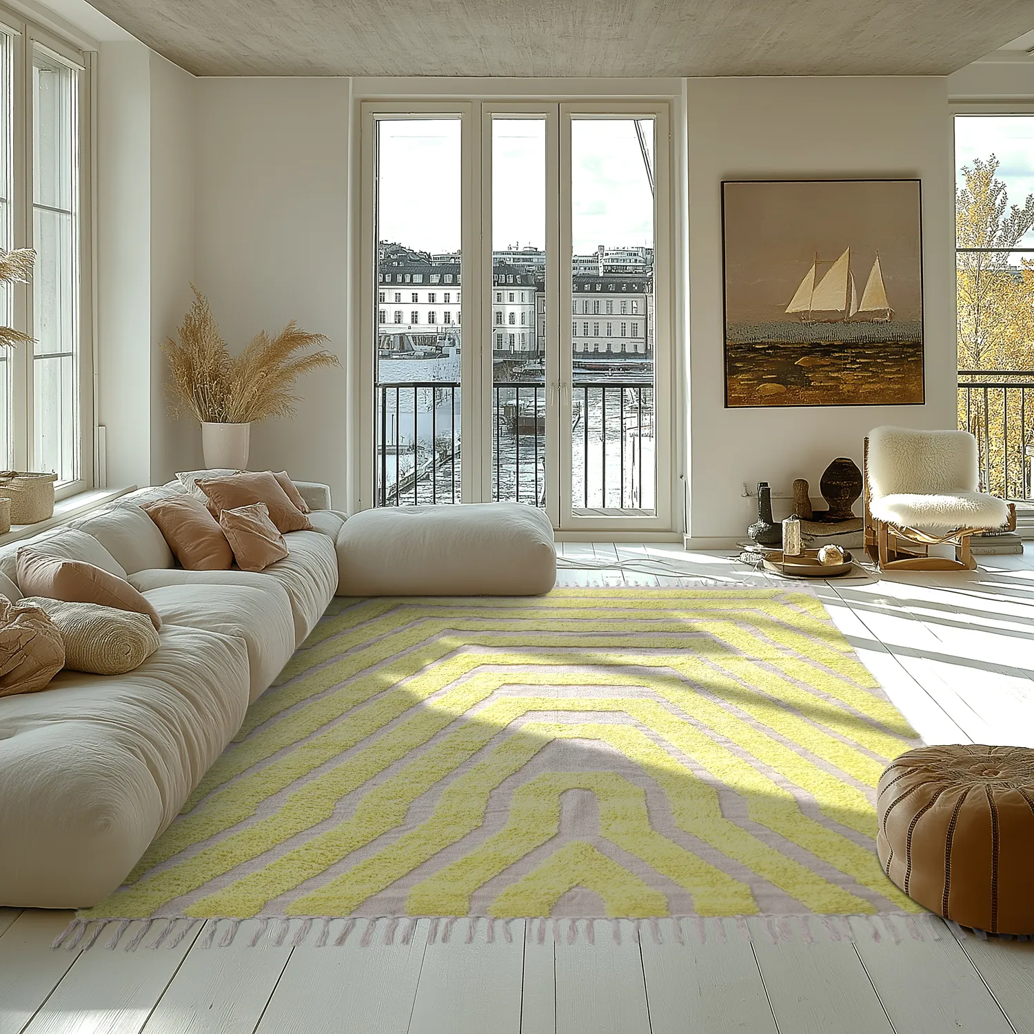 Tapis à poils longs - Callista Natural Cotton Shaggy (jaune)