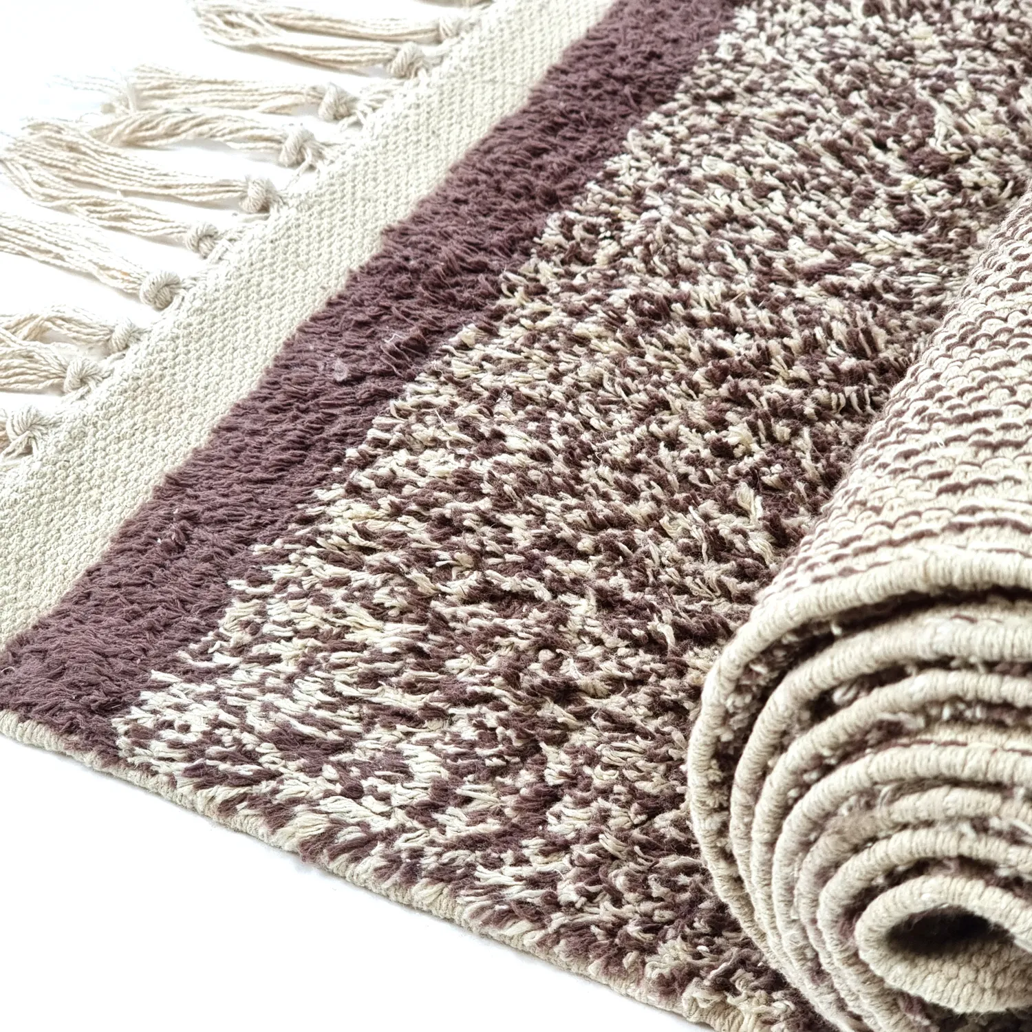 Tapis à poils longs - Celina Natural Cotton Shaggy (beige/marron)