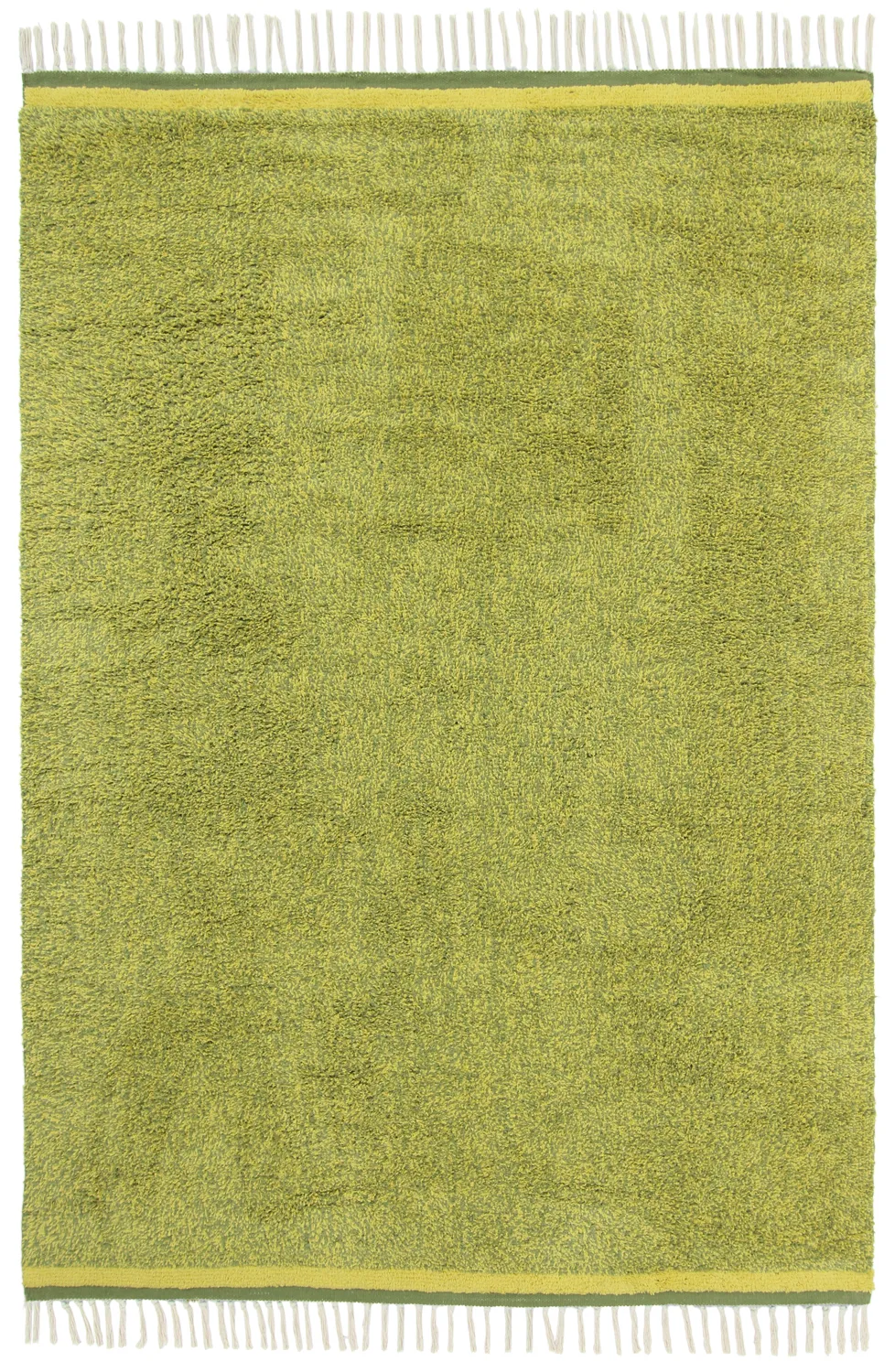 Tapis à poils longs - Celina Natural Cotton Shaggy (vert/jaune)