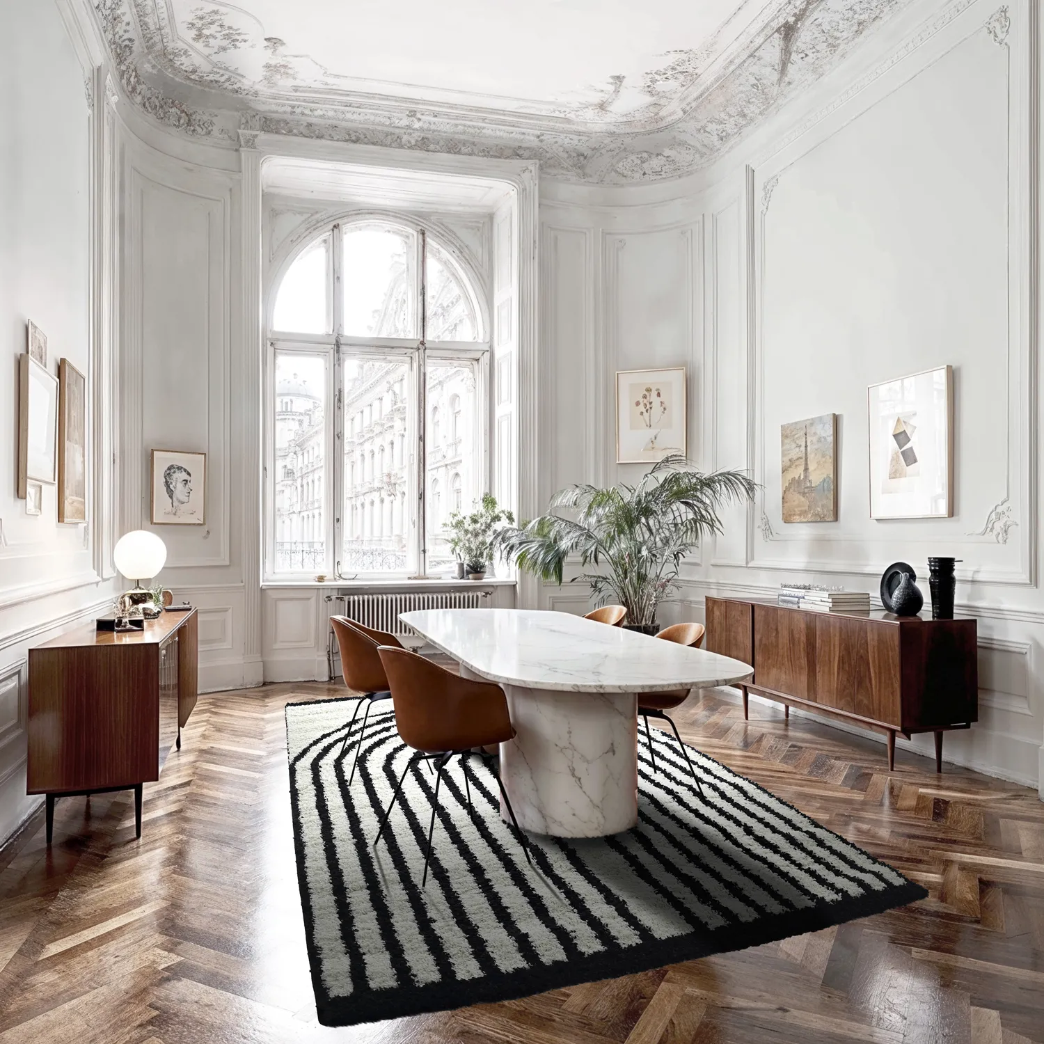 Hochflorteppiche - Cluny (weiß/schwarz)