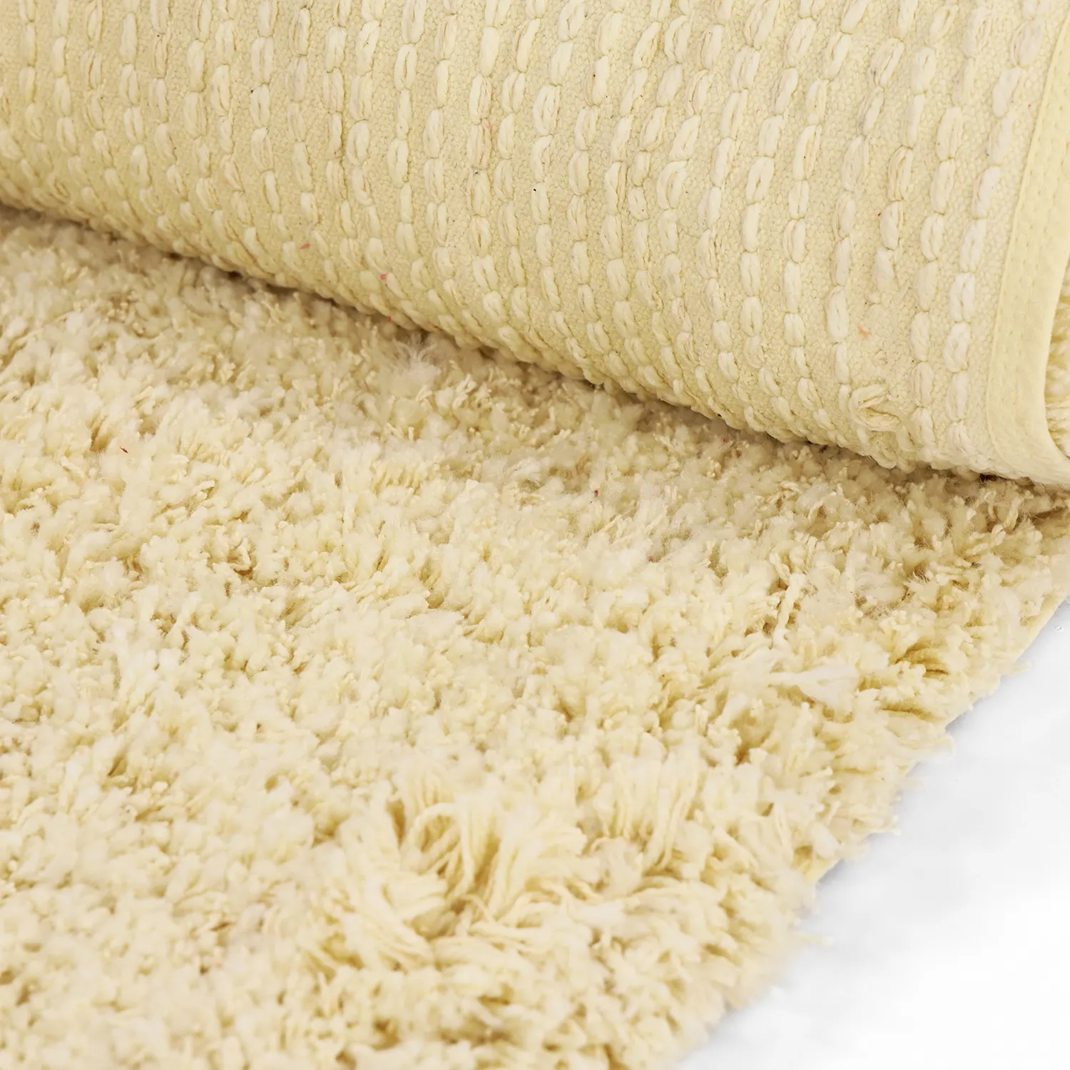 Tapis shaggy - Combarro Solid Cotton Shaggy (jaune clair)