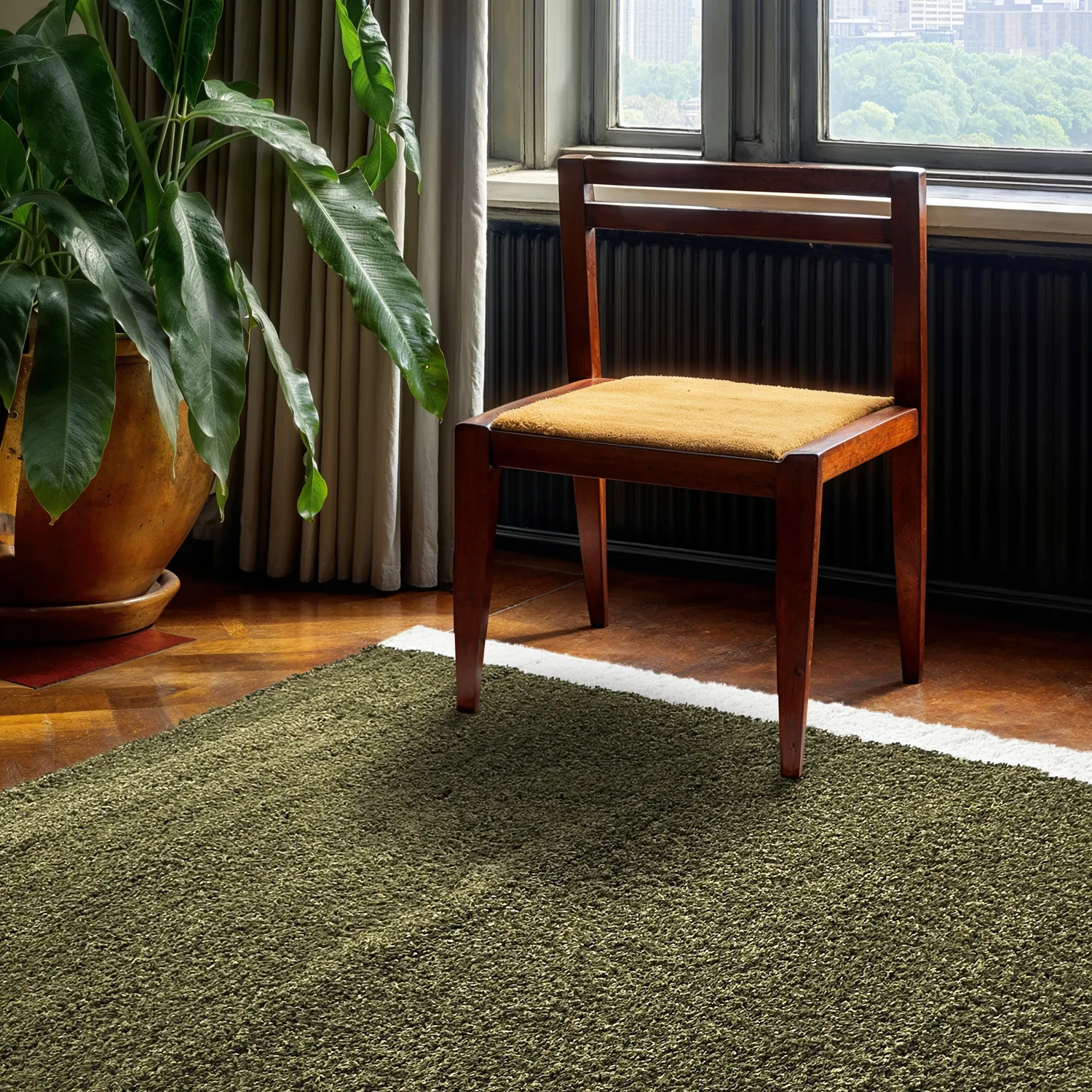 Tapis à poils longs - Conques (vert/blanc)