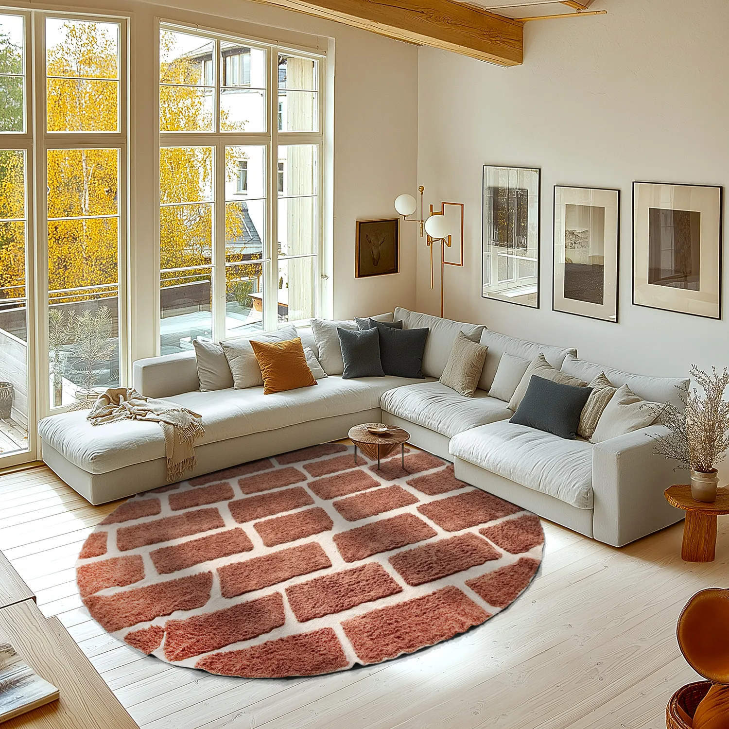 Tapis rond - Cyrus Natural Cotton Shaggy (marron)