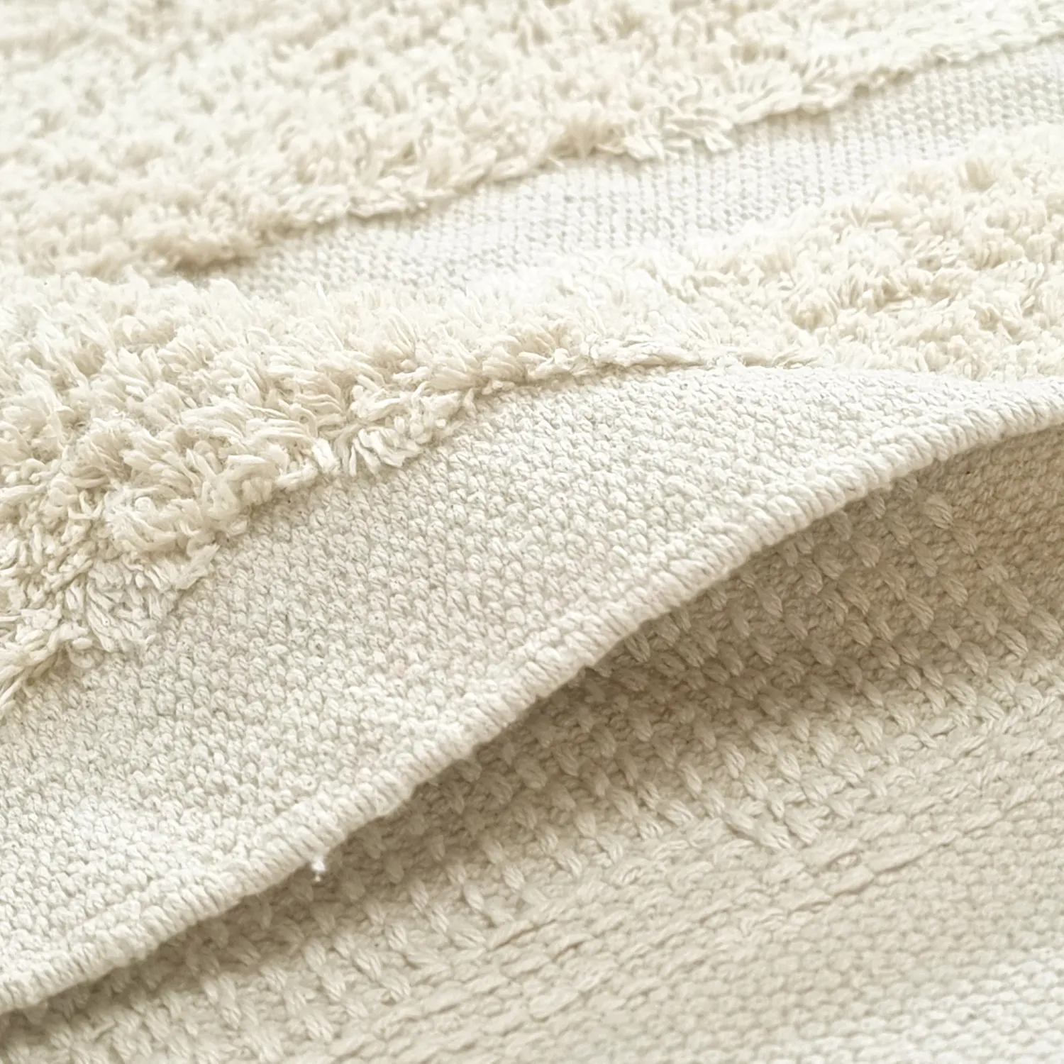 Rund Teppich - Cyrus Natural Cotton Shaggy (cremefarben)