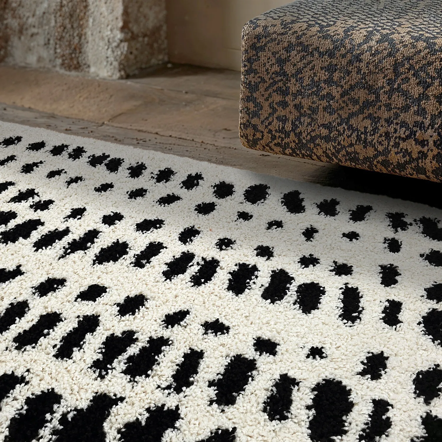 Hochflorteppiche - Dotty (schwarz/weiß)