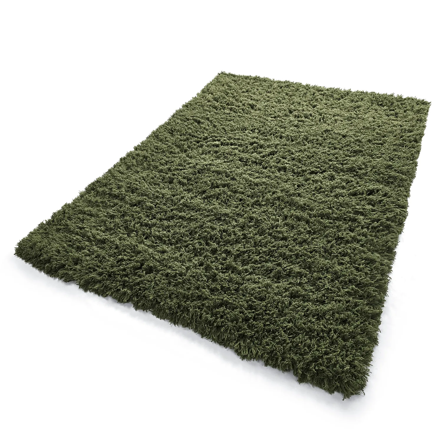 Hochflorteppiche - Fassale Hand Woven Wool Shaggy (moosgrün)