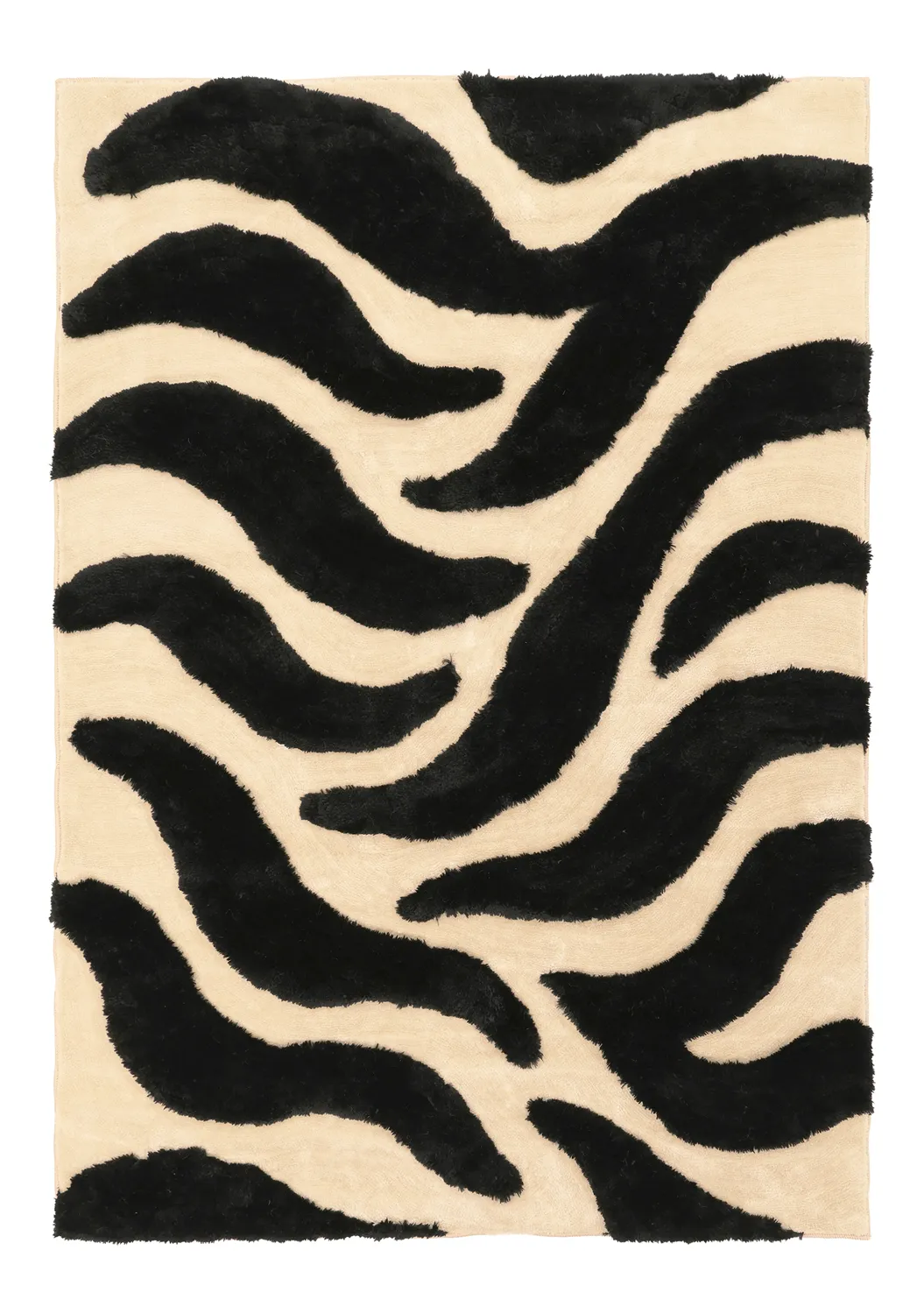 Tapis shaggy - Fergana (crème/noir)