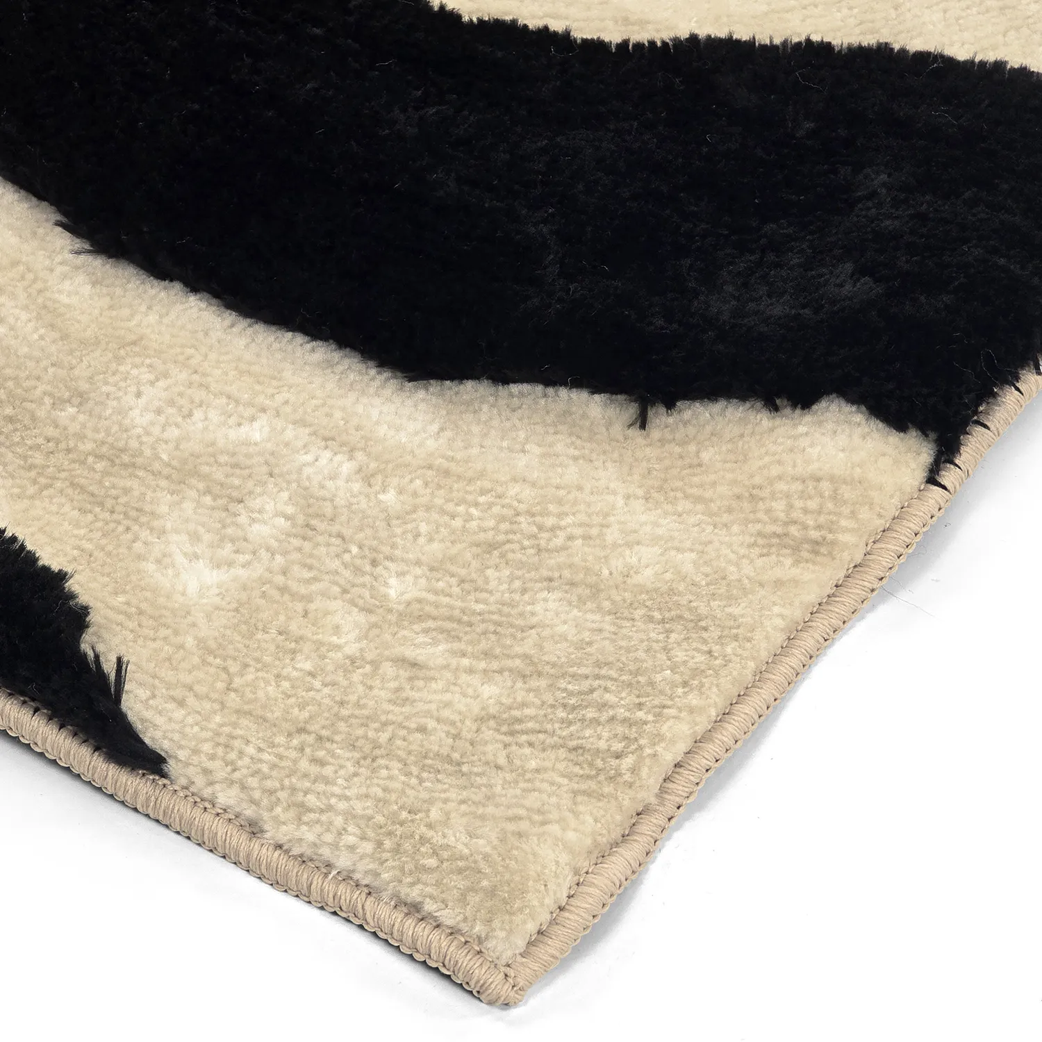 Tapis shaggy - Fergana (crème/noir)
