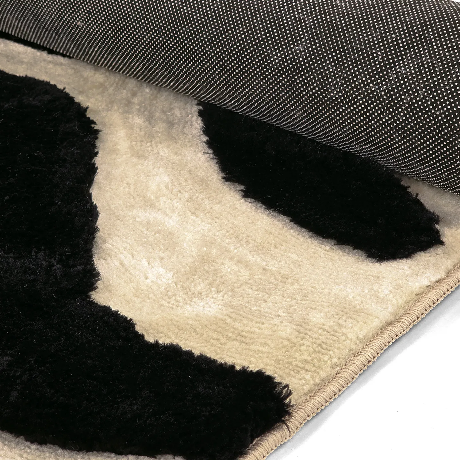 Tapis shaggy - Fergana (crème/noir)