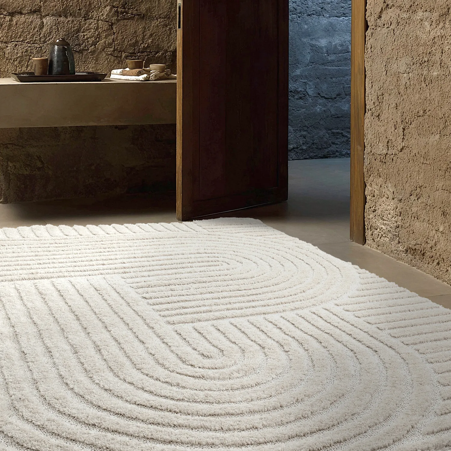 Tapis moelleux - Fukui (blanc cassé)