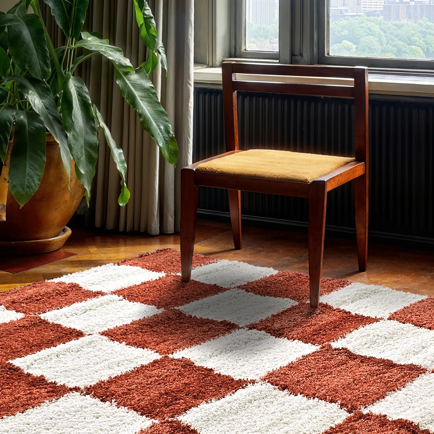 Hochflorteppiche - Gordes (orange/weiß)