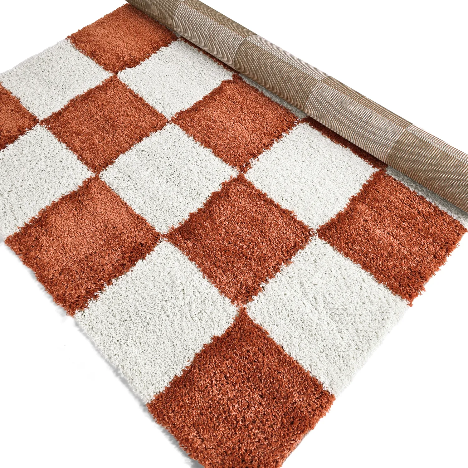 Hochflorteppiche - Gordes (orange/weiß)