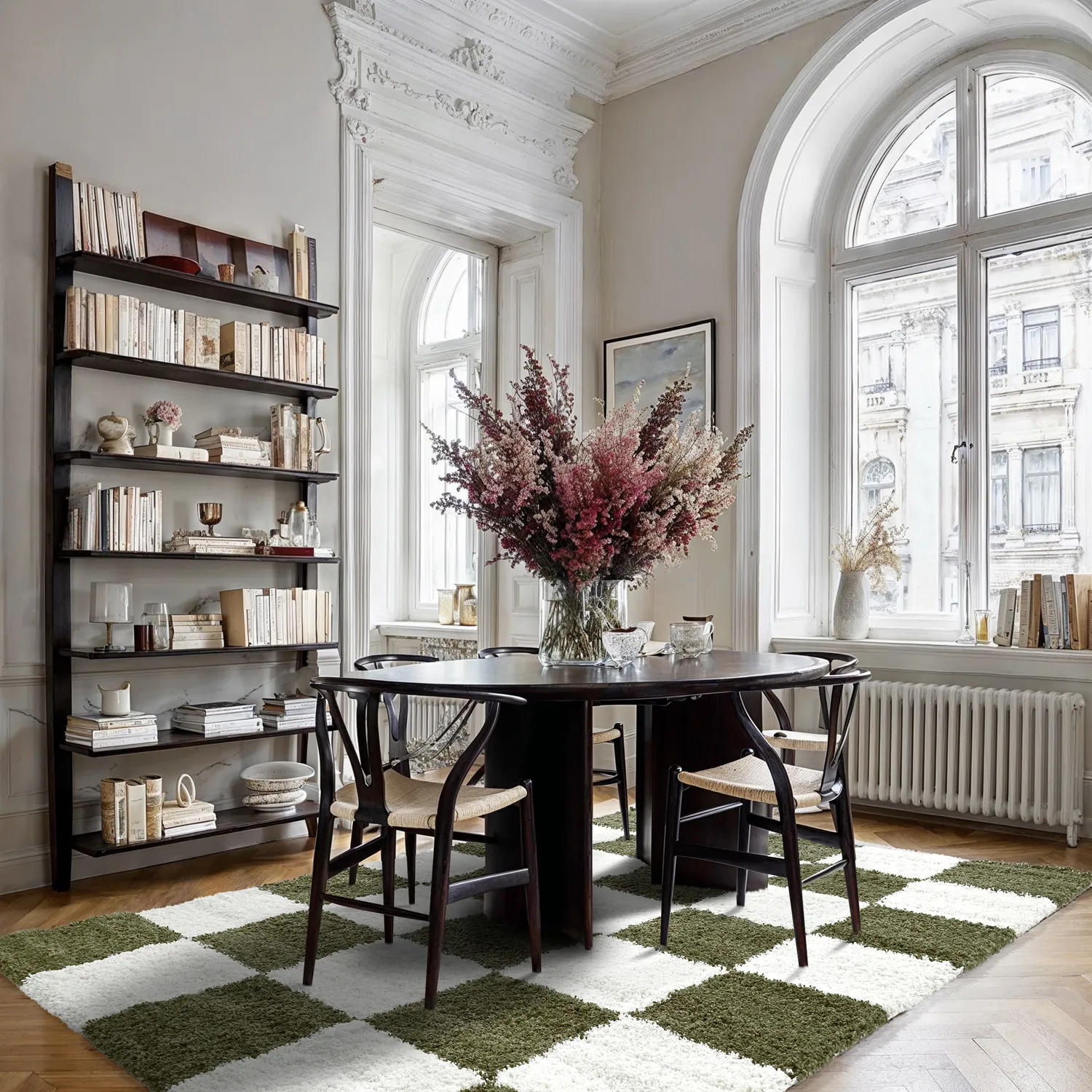 Tapis à poils longs - Gordes (vert/blanc)