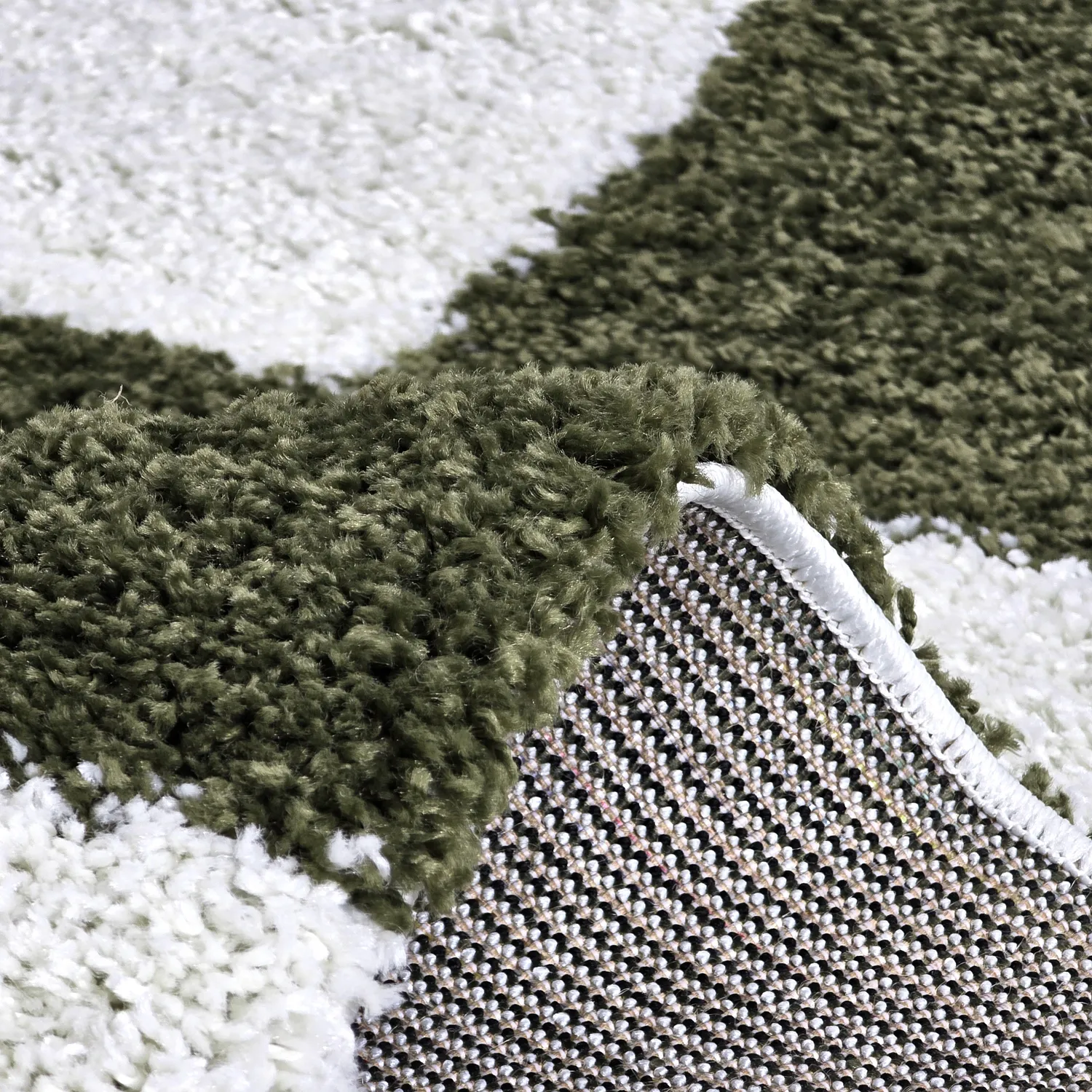 Tapis à poils longs - Gordes (vert/blanc)