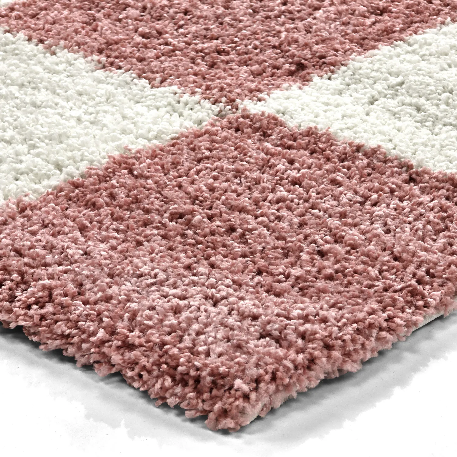 Hochflorteppiche - Gordes (rosa/weiß)