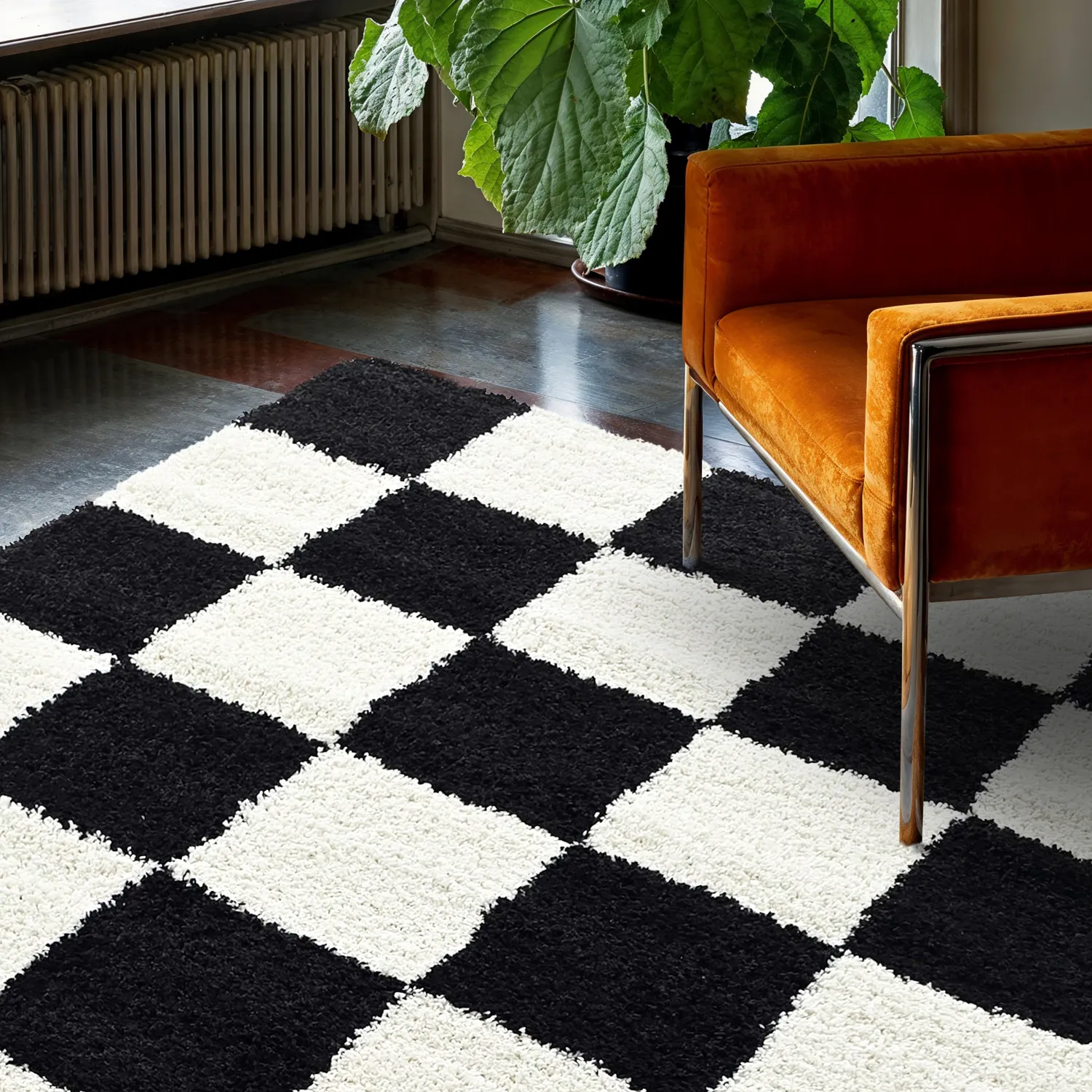 Hochflorteppiche - Gordes (schwarz/weiß)