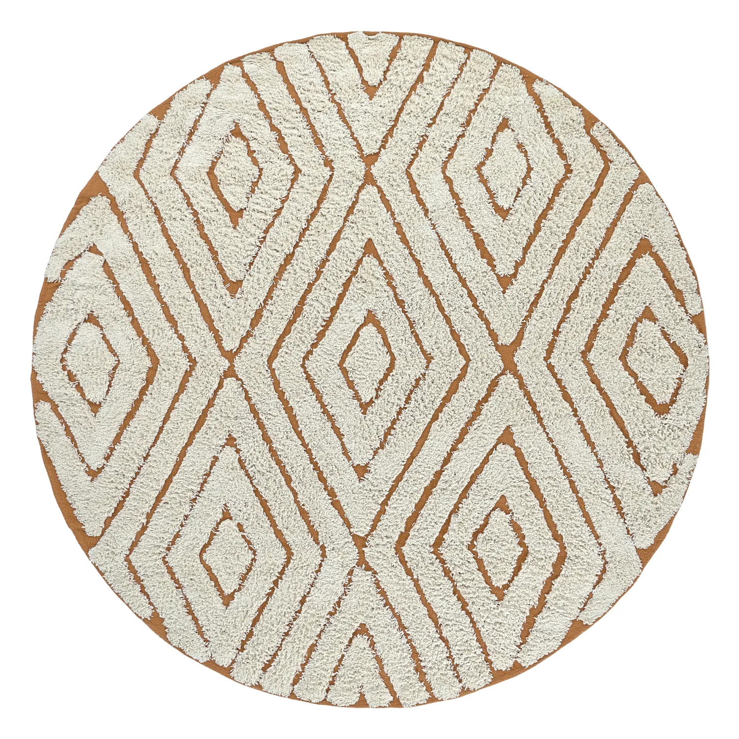 Tapis rond - Holwell Natural Cotton Shaggy (umazano bela/rjava)