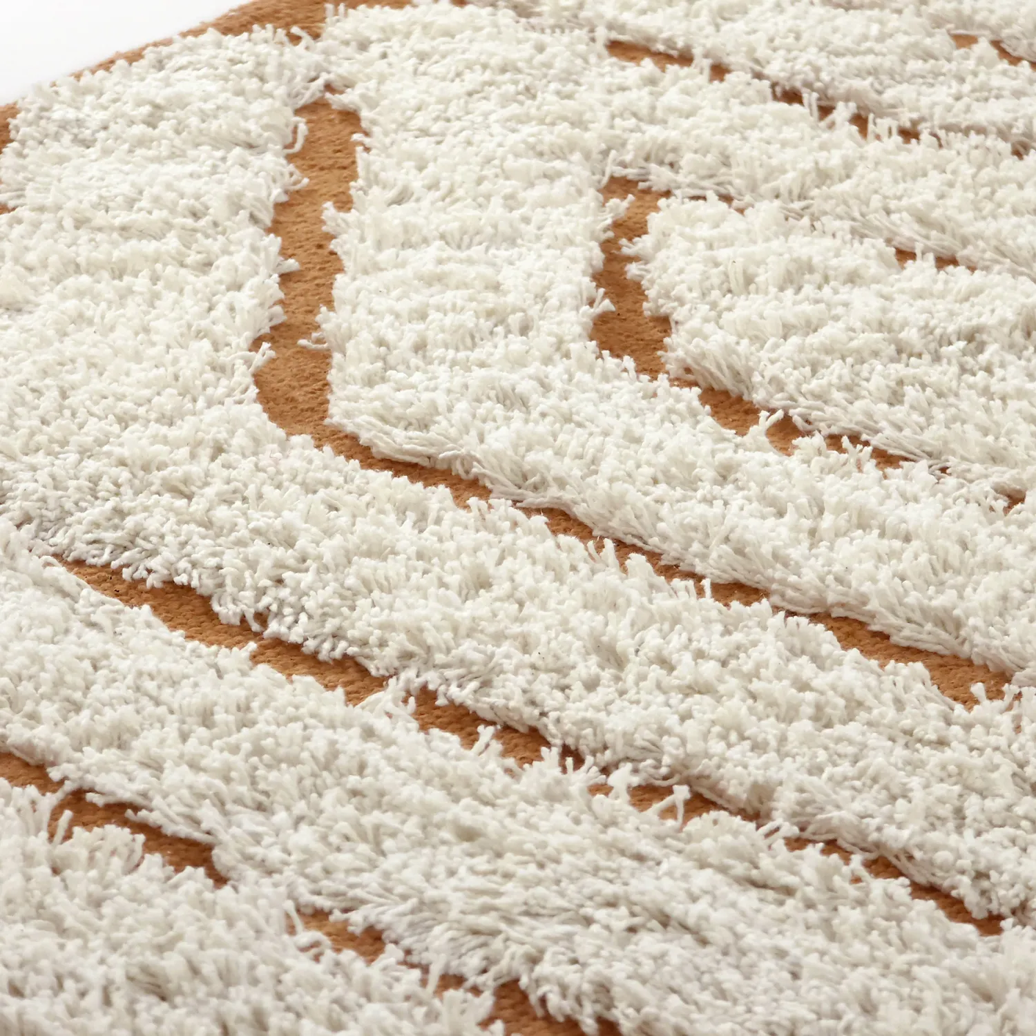 Tapis rond - Holwell Natural Cotton Shaggy (umazano bela/rjava)