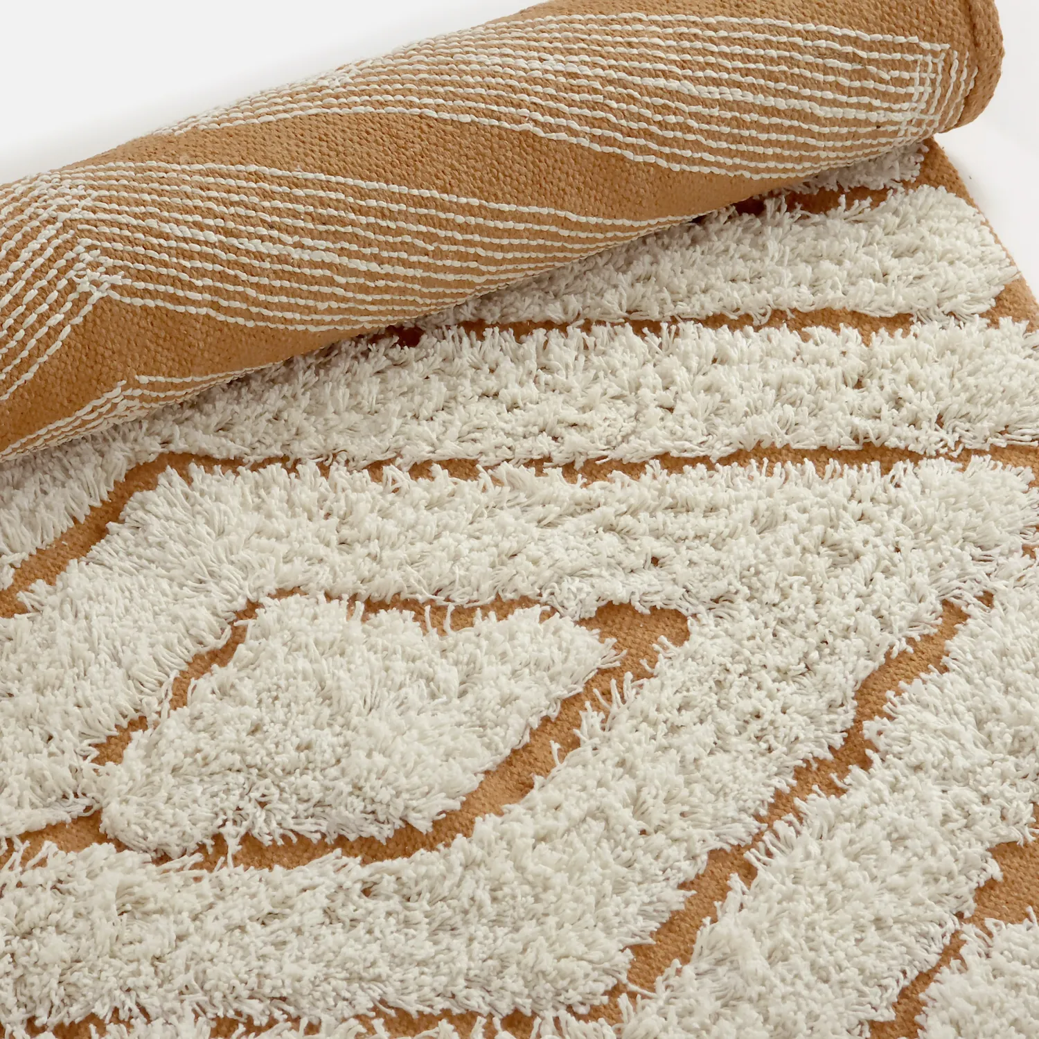 Tapis rond - Holwell Natural Cotton Shaggy (umazano bela/rjava)