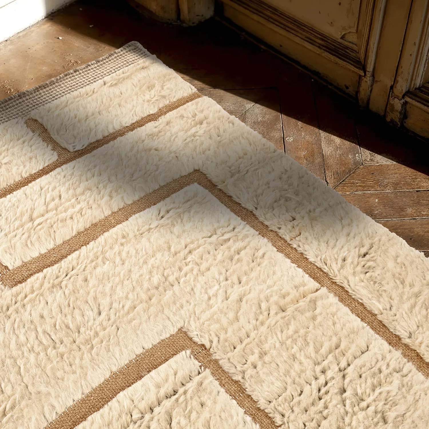 Hochflorteppiche - Kiberg Hand Woven Wool Shaggy (creme)